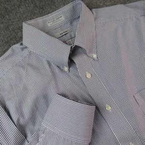 Izod Dress Shirt Mens XL 17.5 34-35 Blue White Stripe Long Sleeve Button Down‎
